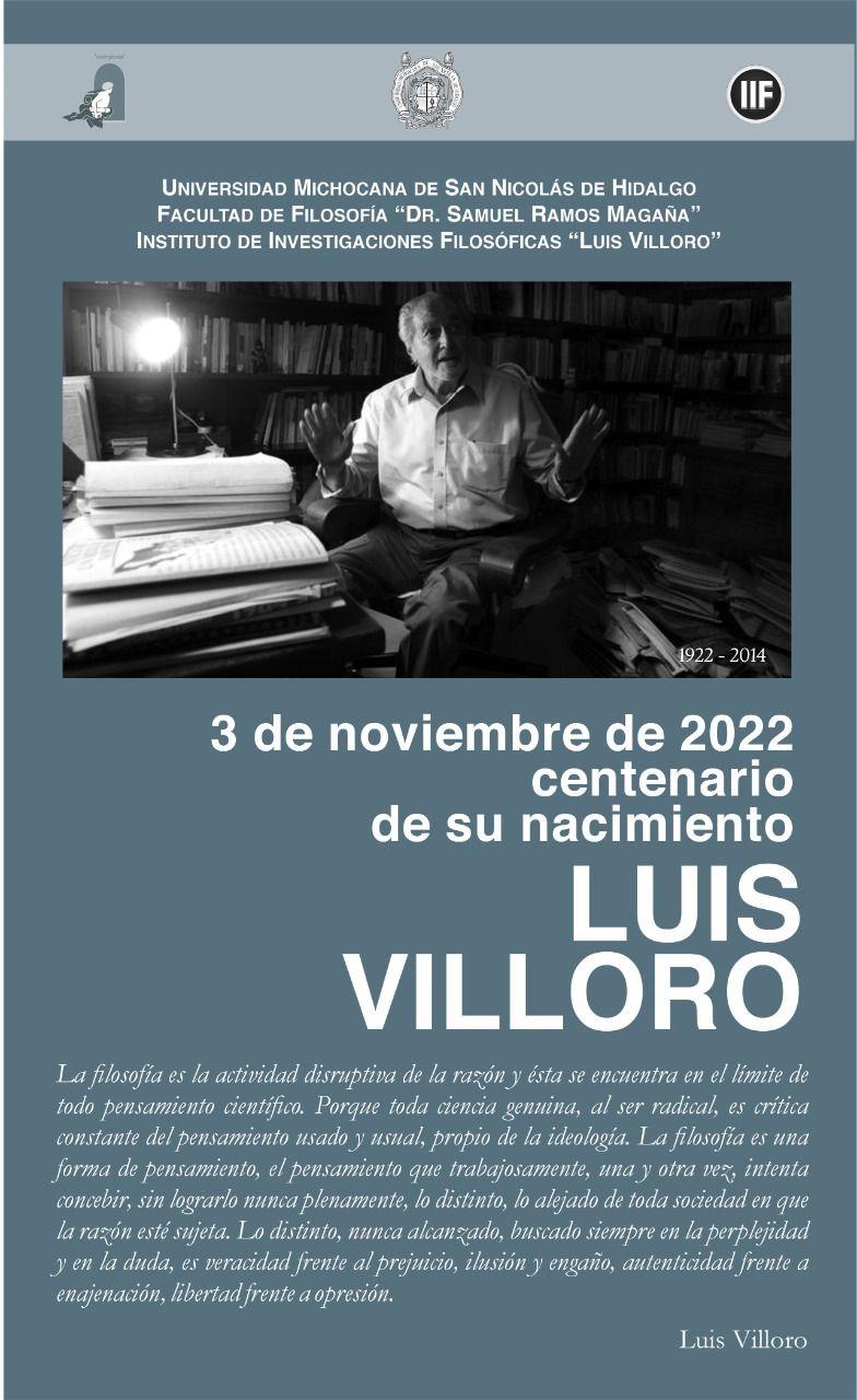3 de noviembre de 2022 centenario del nacimiento de Luis Villoro